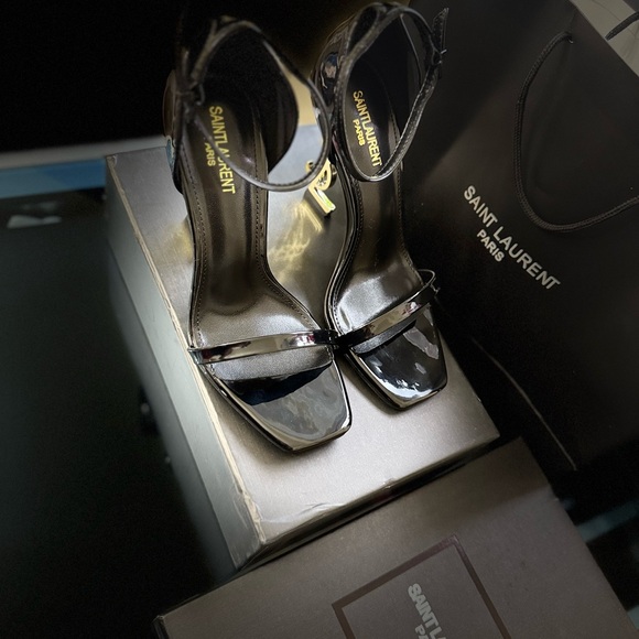Saint Laurent YSL Patent Leather High Heels Black Elegant - Picture 5 of 16